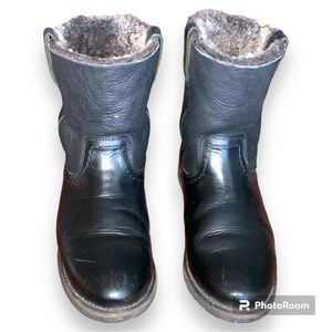 Frye Celia Shearling Short Pull-On Boot Black Size 9